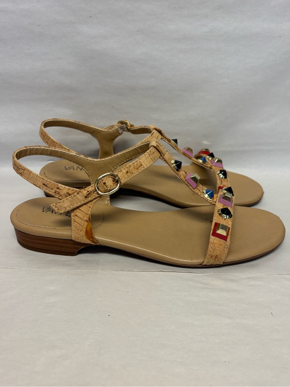 VANELi Blondy Natural Cork Flat Studded Sandals #6047